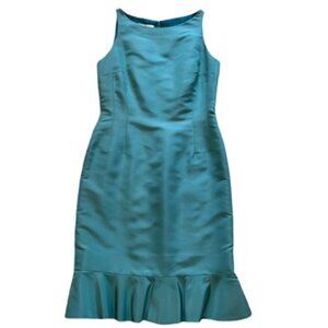 Paola Quadretti 100% Silk Ruffle Hem Sleeveless Dress